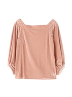 ハイゲージベロアオフショルダーカットソー/ピンク(090)