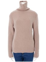 ハイネックリブカラーニット/ダスティーピンク