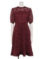 バックネックリボンレースワンピース/バーガンディ