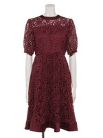 バックネックリボンレースワンピース/バーガンディ