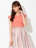 バックリボンVネックカットソー/ピンク