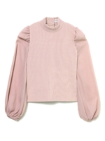 バックリボンリブトップス/ベージュ