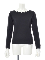 パールボタン×スカラッププルオーバー/ブラック