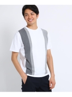 パネルストライプニットTシャツ/ホワイト(301)