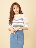 パワショルドッキングカットソー/ボーダー