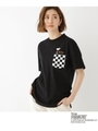 ピーナッツ PEANUTS 別注 スヌーピー チェッカー 半袖 Tシャツ/ブラック(019)