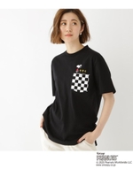ピーナッツ PEANUTS 別注 スヌーピー チェッカー 半袖 Tシャツ/ブラック(019)