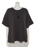 ピグメント加工アロハガール刺繍ＴＥＥ/黒