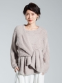 フェザーヤーンアシンメトリーニット/ライトベージュ