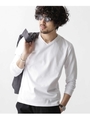 フォーパネルVネックロングスリーブＴシャツ/ホワイト(030)