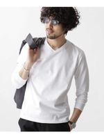 フォーパネルVネックロングスリーブＴシャツ/ホワイト(030)