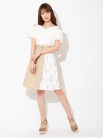 フラワープリーツアシメスカート/ベージュ