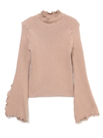 フレアスリーブリブニット/ベージュ