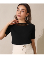 フロントカットトップス/ブラック(027)