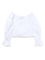 フロントリボンギャザーブラウス/ホワイト