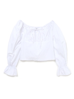 フロントリボンギャザーブラウス/ホワイト