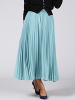 ブライトサテンプリーツスカート/ブルー