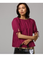 ブロード袖リボンスモックブラウス/ワインレッド(863)