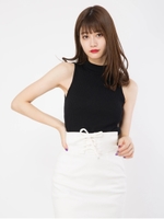 プチハイノースリーブニット/ブラック