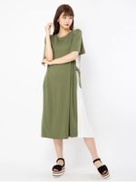 プリーツ切り替えOPチュニック/カーキ