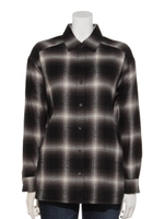 ヘリンボンオンブレチェックシャツブラウス/BLACK