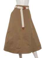 ベルトツキチノフレアースカート/キャメル