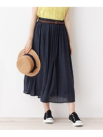 ベルト付きギャザースカート/ネイビー(093)