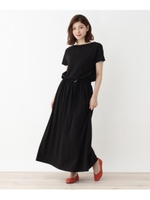 ベルト付きロングワンピース/ブラック(019)