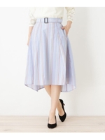 ベルト付防シワイレヘムスカート/ライトブルー(391)