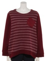 ボーダー＆無地切替プルオーバー/ワイン