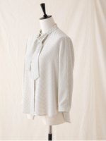 ボウタイドットデシンブラウス/ホワイト