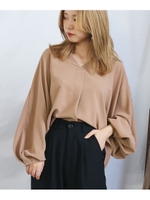 ボリュームスリーブドルマンスキッパーシャツ/ベージュ