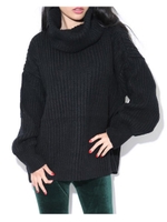 ボリュームタートルネックニットチュニック/ブラック