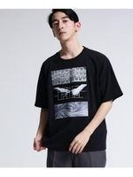 マーブルグラフィックプリントTシャツ/ブラック(019)