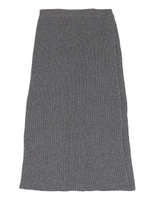 ラップロングニットスカート/杢チャコール
