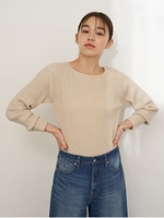 ラメリブニットプルオーバー/ベージュ