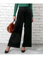 ランダムプリーツライクベロアパン/ブラック(027)