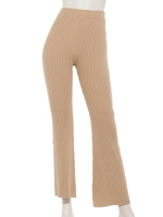 リブニットパンツ/ベージュ