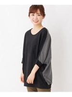 リブ切り替えドルマンプルオーバー/ブラック(019)