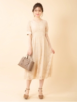 レースロングワンピース/ベージュ