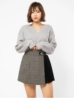 レース切替チェックスカパン/ベージュ