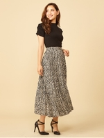 レオパードプリーツスカート/オフホワイト