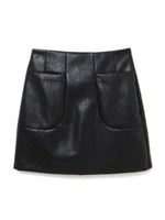 レザー台形スカート/ブラック