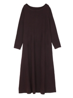 ロングニットフレアワンピース/ボルドー