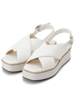 ワイドクロスベルト厚底サンダル/ホワイト(001)