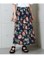 花柄フレアスカート/ネイビー(018)