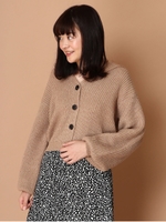 畦フードカーディガン/ベージュ