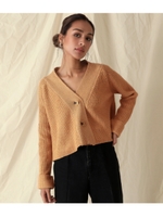 畦編みショートニットカーディガ/ベージュ(005)