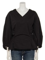 袖パンチングブラウス/BLACK