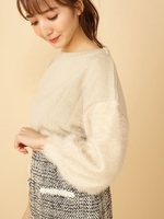 袖フェザーニット/ベージュ